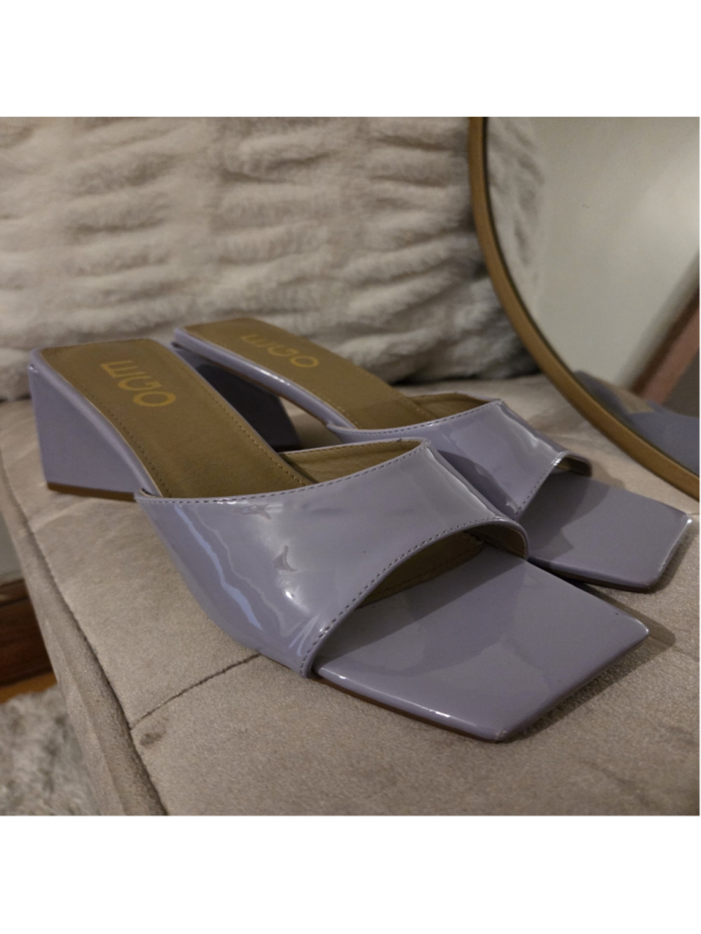 Women's EGO Purple Square Toe Block Heel Mules Size 9